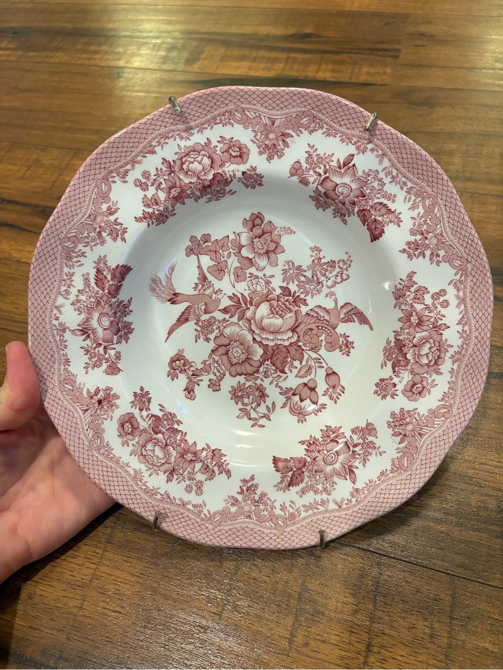 Johnson Brothers Asiatic Pheasant 9” Shallow Bowl Red White Wedgwood Birds